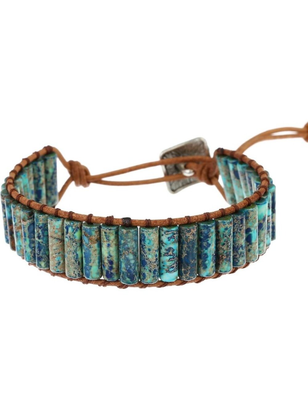Boho Handmade Natural Stone Crystal Leather Bead Wrap Bracelets for Women